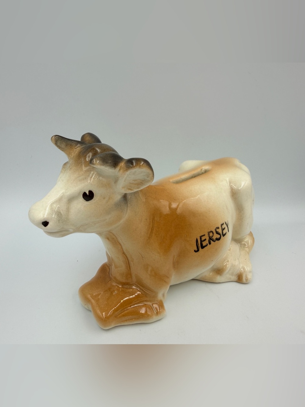 Vintage Jersey Cow Ceramic Piggy Bank Coin Bank Farmhouse Decor